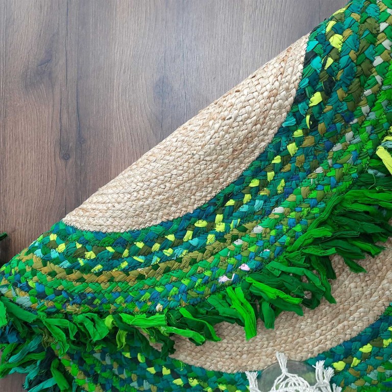 Avioni Home Eco Collection – Handmade Recycled Jute & Cotton Braided Carpet – Green Contemporary Eco-friendly