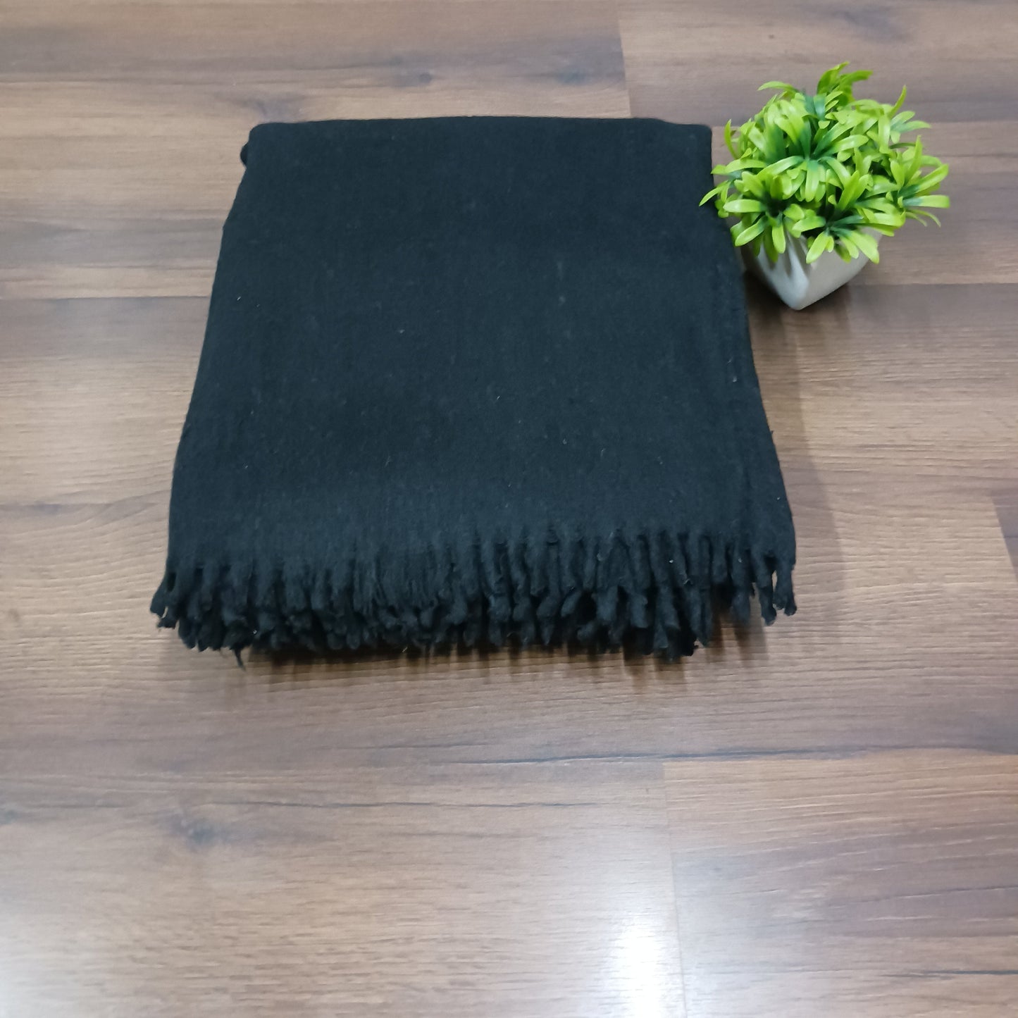 Blankets for Winter – Wool – Black With Fringes On Borders – set of 2 blankets – MSF @ Combo Price-Size-150cm x 225cm (~60" X 90")
