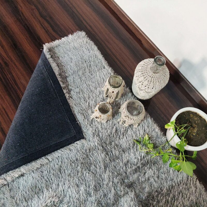 Avioni Rugs Silver Fur Carpets For Living Room-Limited Period Value Deal