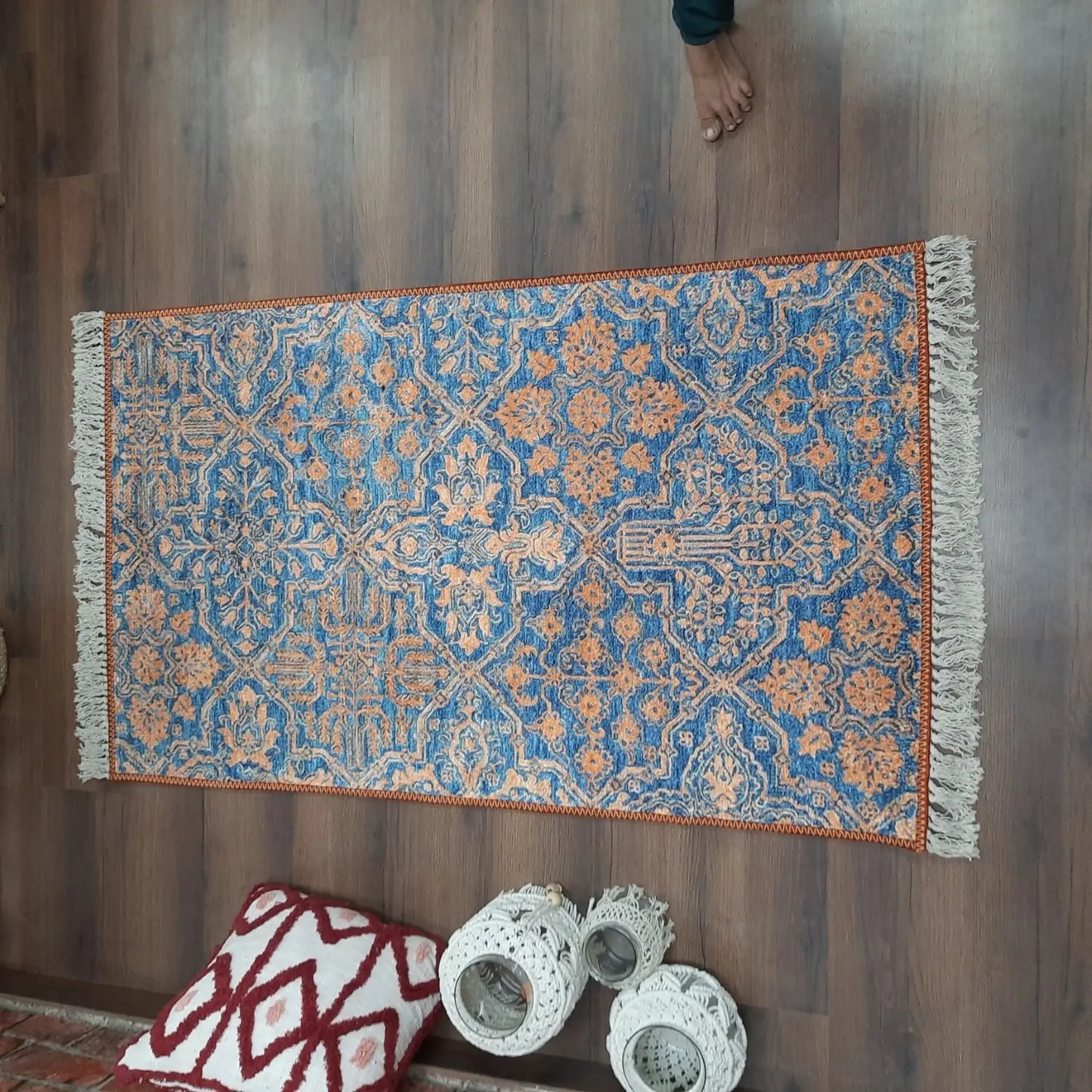 Avioni Washable Luxury Carpets-Ethnic Collection – Golden Flowers / Multiple Sizes