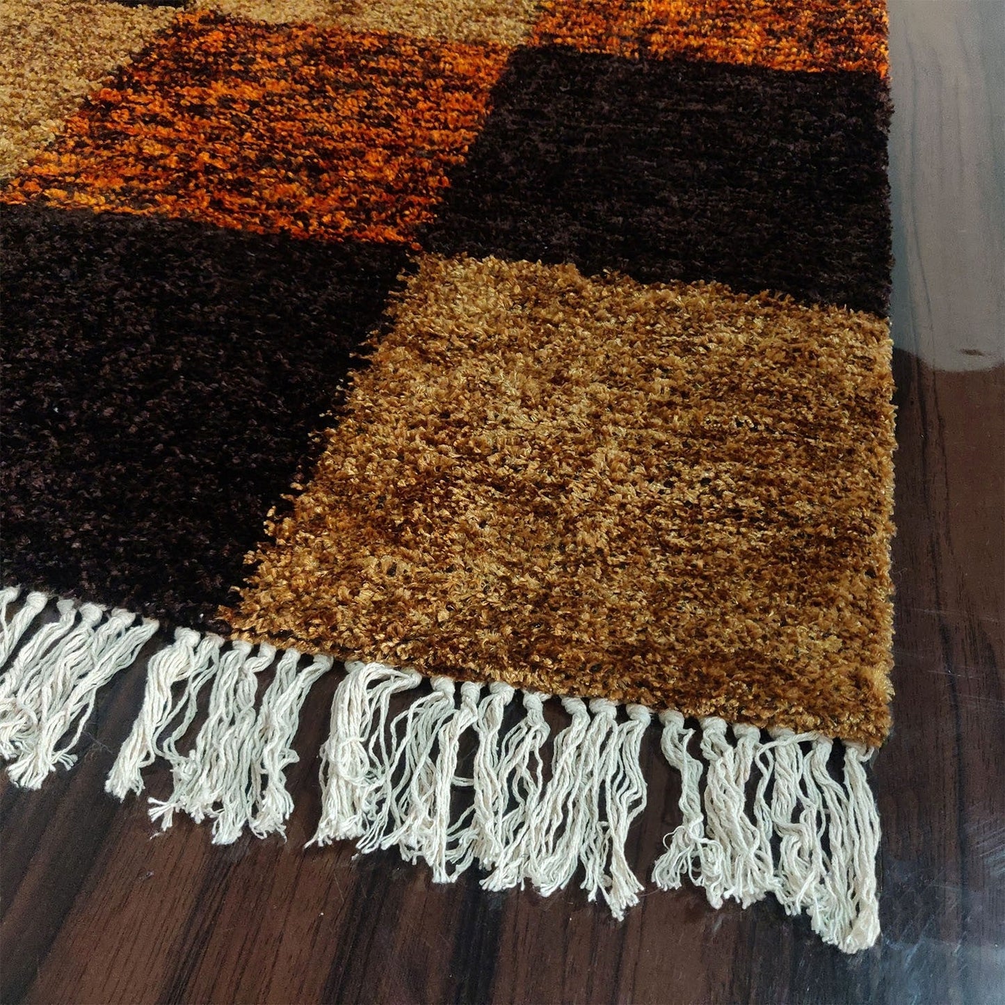 Avioni Carpets for Living Room/Pooja Room – Neo Modern Collection Orange Tie-Dye Box Carpet/Rug – 90cm x 150cm (~3×5 Feet)