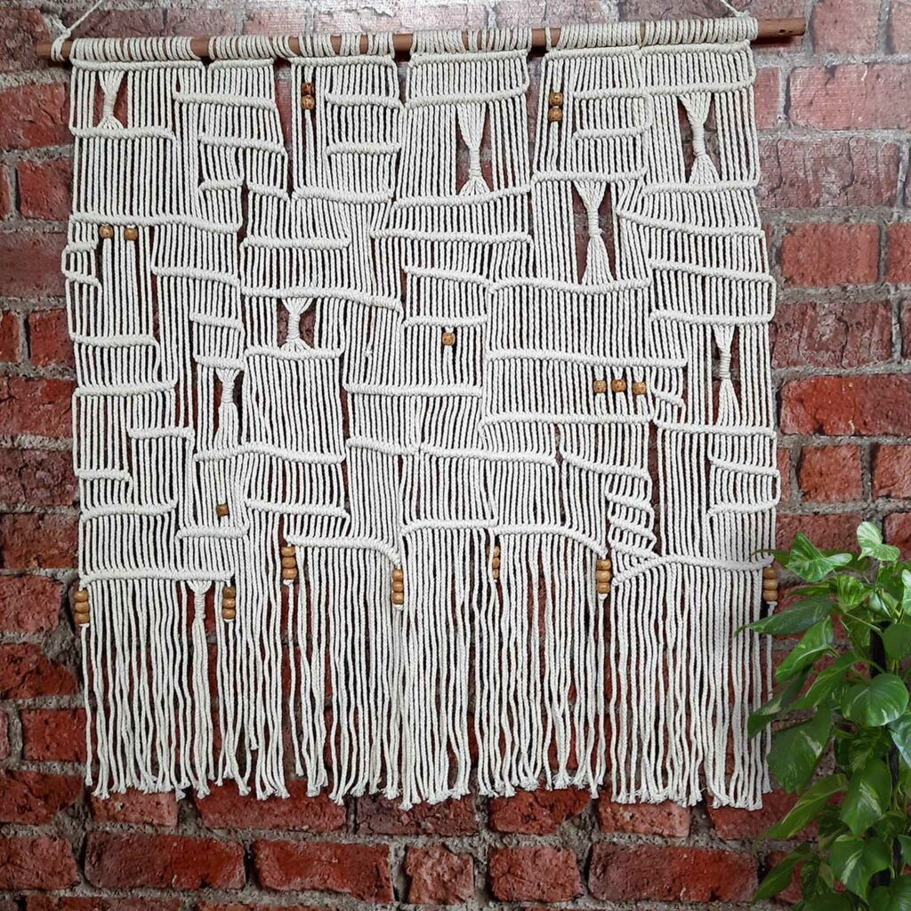 Avioni Hand Knotted Macrame Hanging Rainbow Style With Wooden Beads Boho Look – In Giftable Carton/ Best Festival/Wedding Gift-90×95 cms