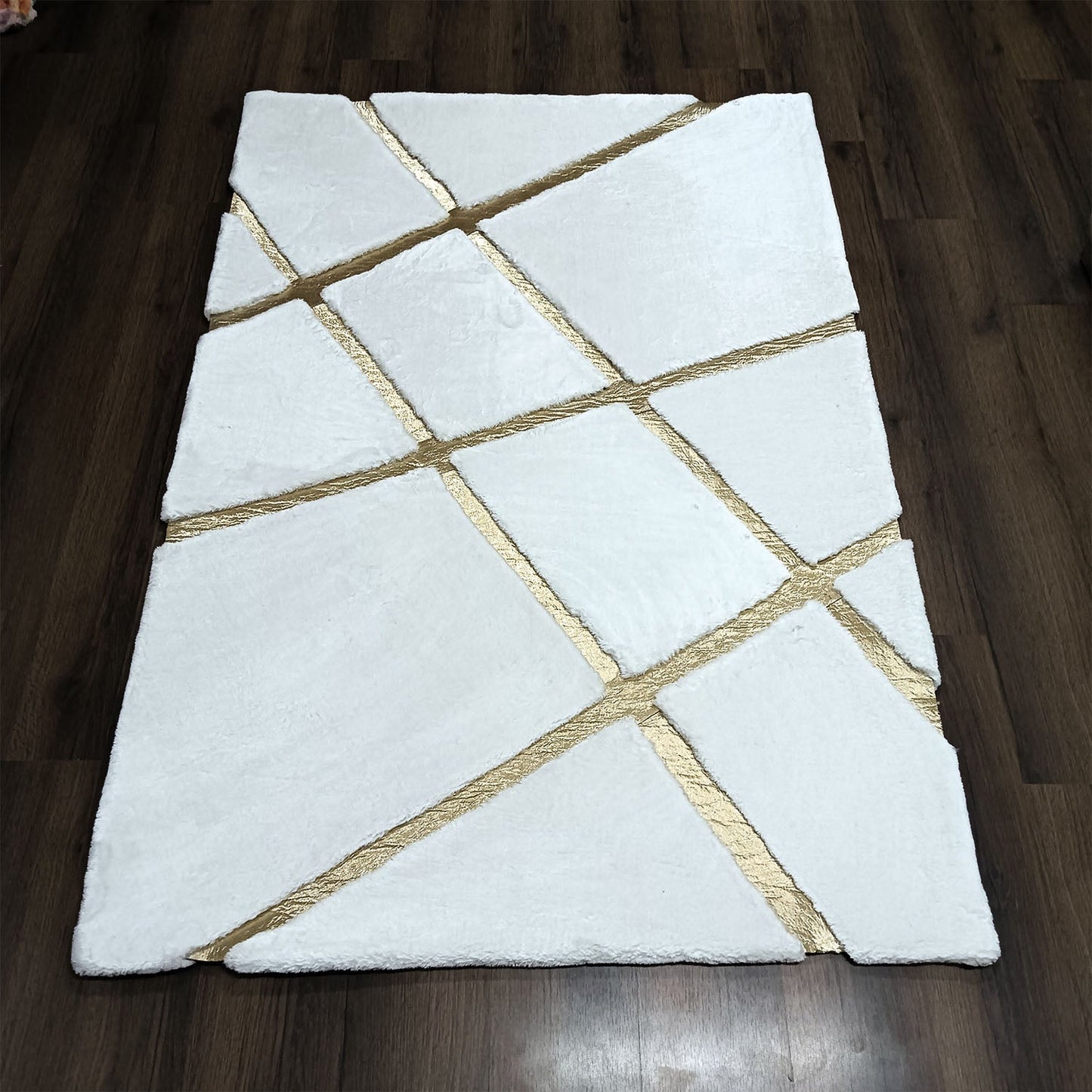 Avioni Divine Collection | Luxury Golden Touch With White Soft And Plush Living Room Rugs | Different Sizes | Carpet for Living Room