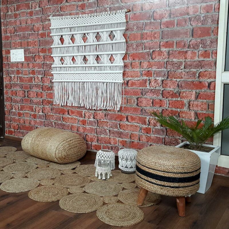 Avioni Home Contemporary Collection – Eco-friendly Recycled Jute & Jute Handmade Braided Area Rug –Multiple Tikki Design – Multiple Sizes