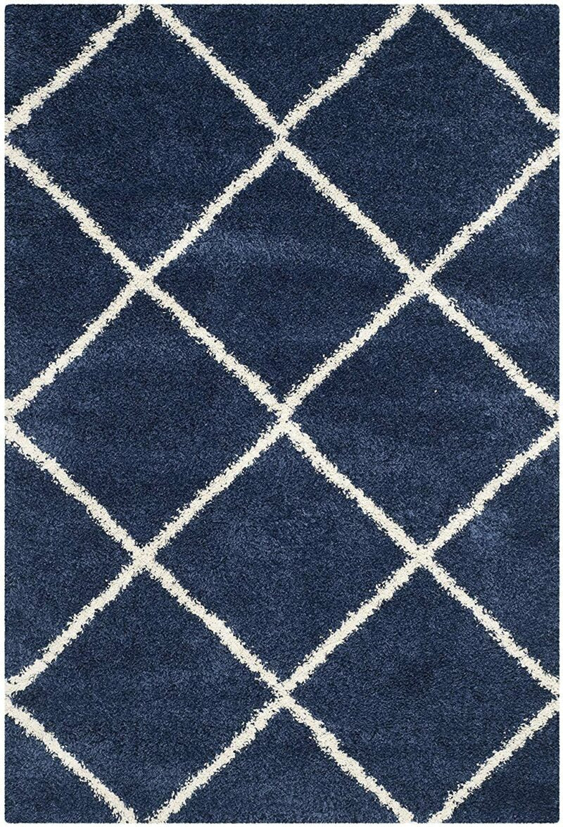 Avioni Atlas Collection- Micro Blue Moroccon Diamond Carpets In Blue-Different Sizes