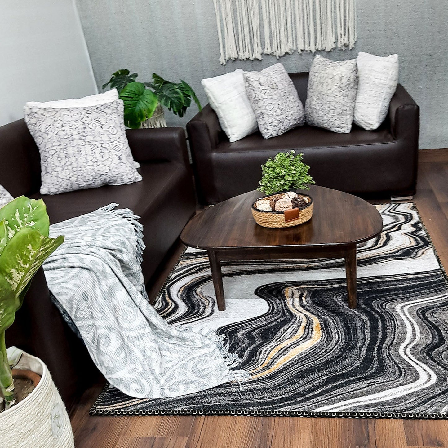 Avioni Faux Silk Carpet for a Stylish and Modern Living Room Marble Look theme | Durable and Washable