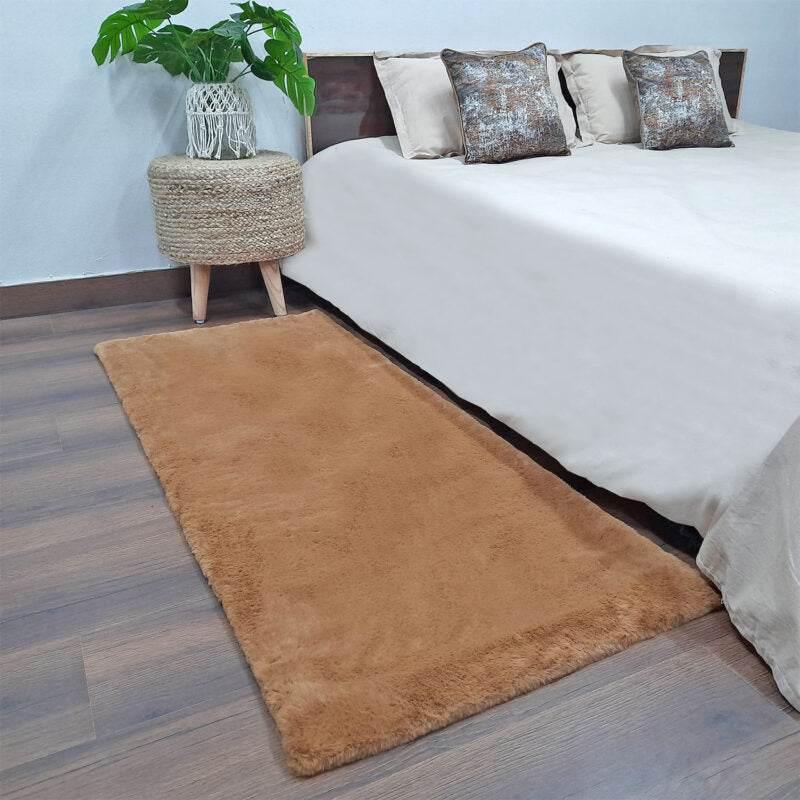 Loomkart – Avioni Ultra Soft Light Brown Cozy Faux Fur Carpet for Bedroom/Hallway/Pooja Room-Easily Hand Washable- 60X150cm