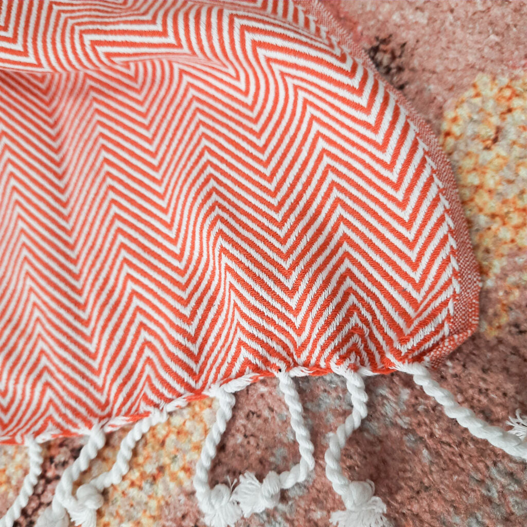 Avioni Premium 100% Cotton Sofa Throws/Blankets-Orange-120cm x 150cm