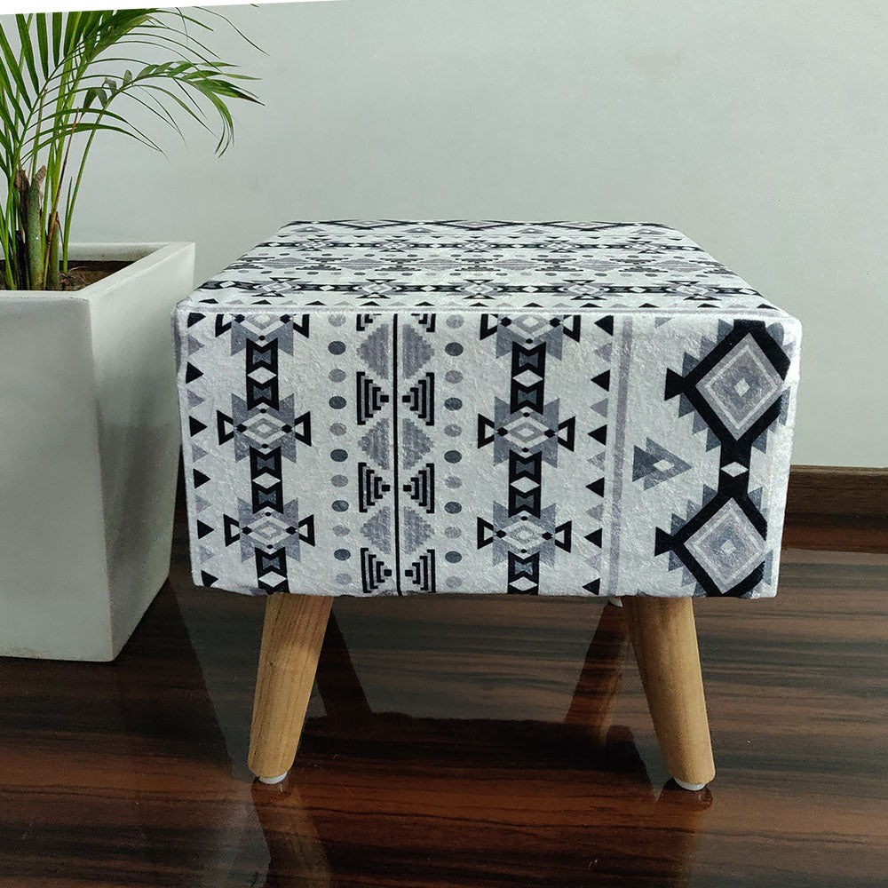 BIGMO Luxury Contemporary Finish Home Utility Padded Stool/ Ottoman Square-(Natural Finish)-40cm x 40cm x 44 cm