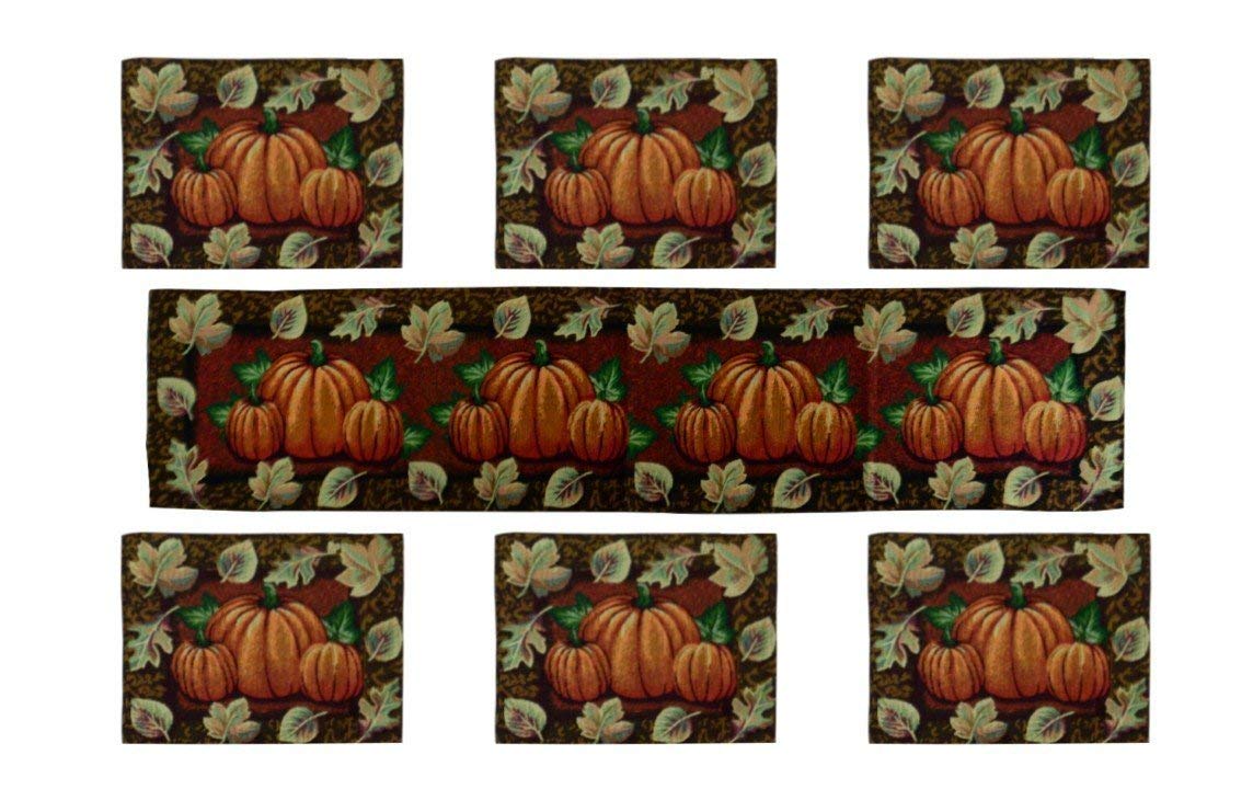 Halloween Special-Avioni 100% Bio-Washed Cotton Table Mats With Runner easy to wash in gift packing ( Set of 7)