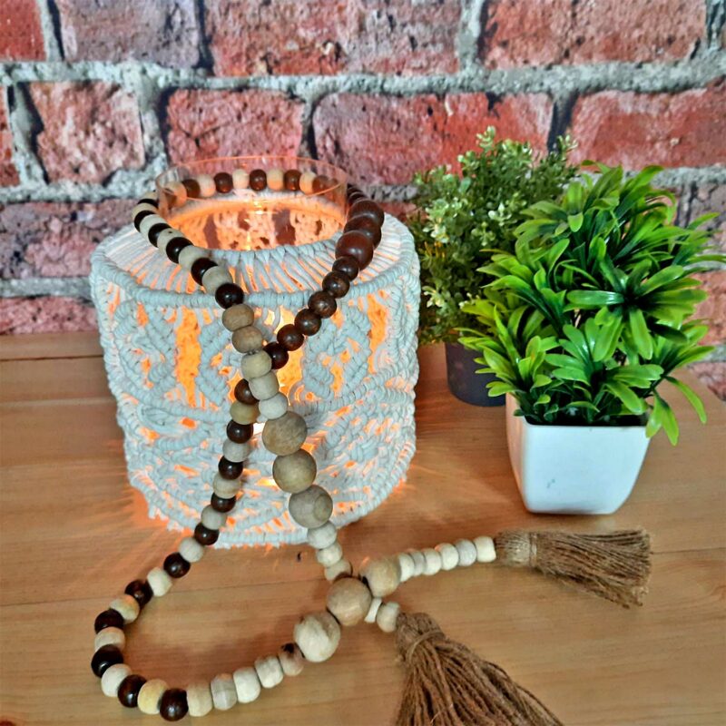 Avioni Home- Hand Made Garland With Wooden Beads Small And Big & Mixed Colour With Fringes -44 Inches (112 cms)