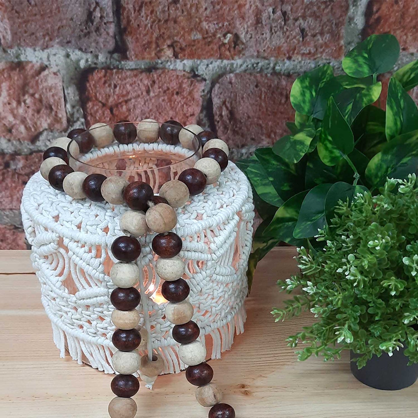 Avioni Home- Hand Made Garland With Wooden Beads Mixed Colour With Fringes -44 Inches (112 cms)