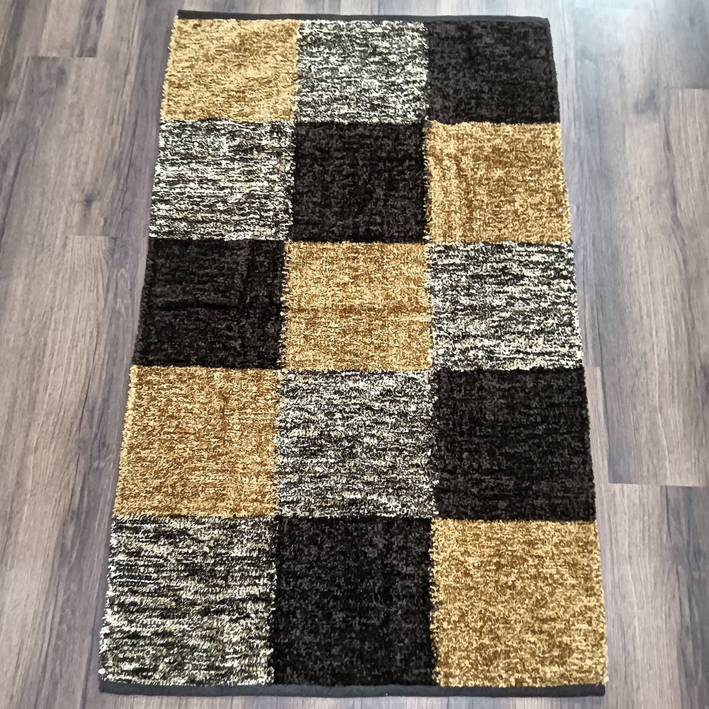 Avioni Handloom Cut Shuttle Rugs by Master Artisans | Feather like Luxurious Silk Soft Touch | Home Washable | Coffee, Gold Beige and White | Reversible - 90cm x 150cm (~3Feet x 5Feet)