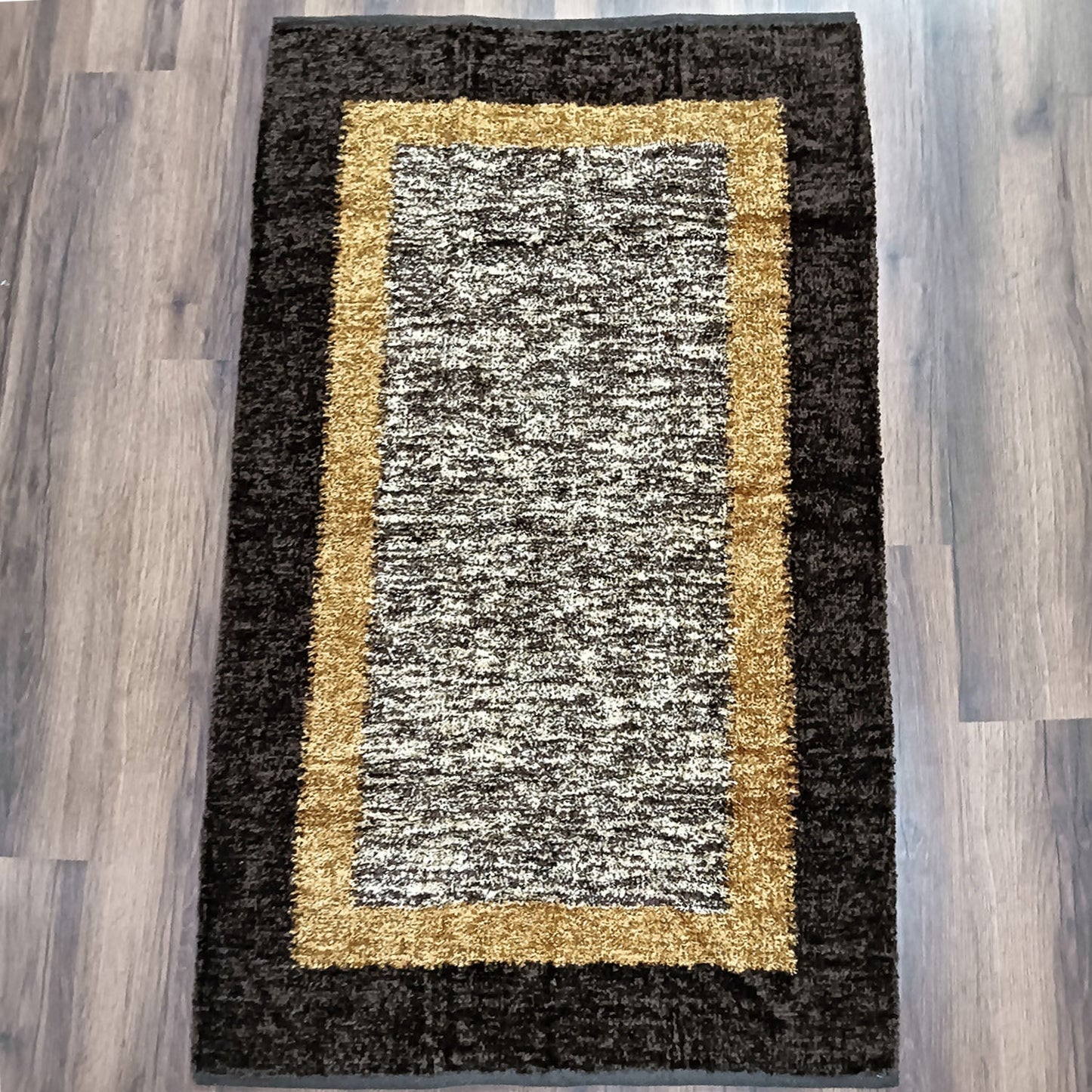 Avioni Handloom Cut Shuttle Rugs | Master Artisans Work | Feather like Luxurious Silk Soft Touch | Home Washable | Coffee, Gold Beige and White | Reversible - 90cm x 150cm (~3Feet x 5Feet)