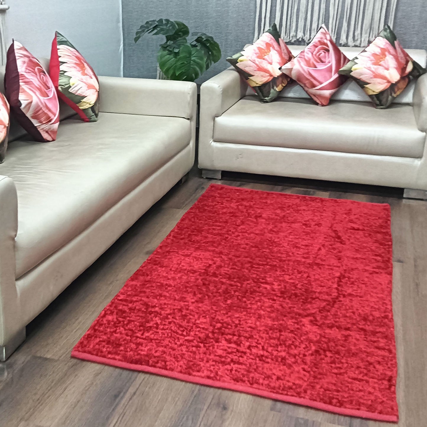 Avioni Handloom Cut Shuttle Rugs by Master Artisans | Soft Touch | Home Washable | Red | Reversible