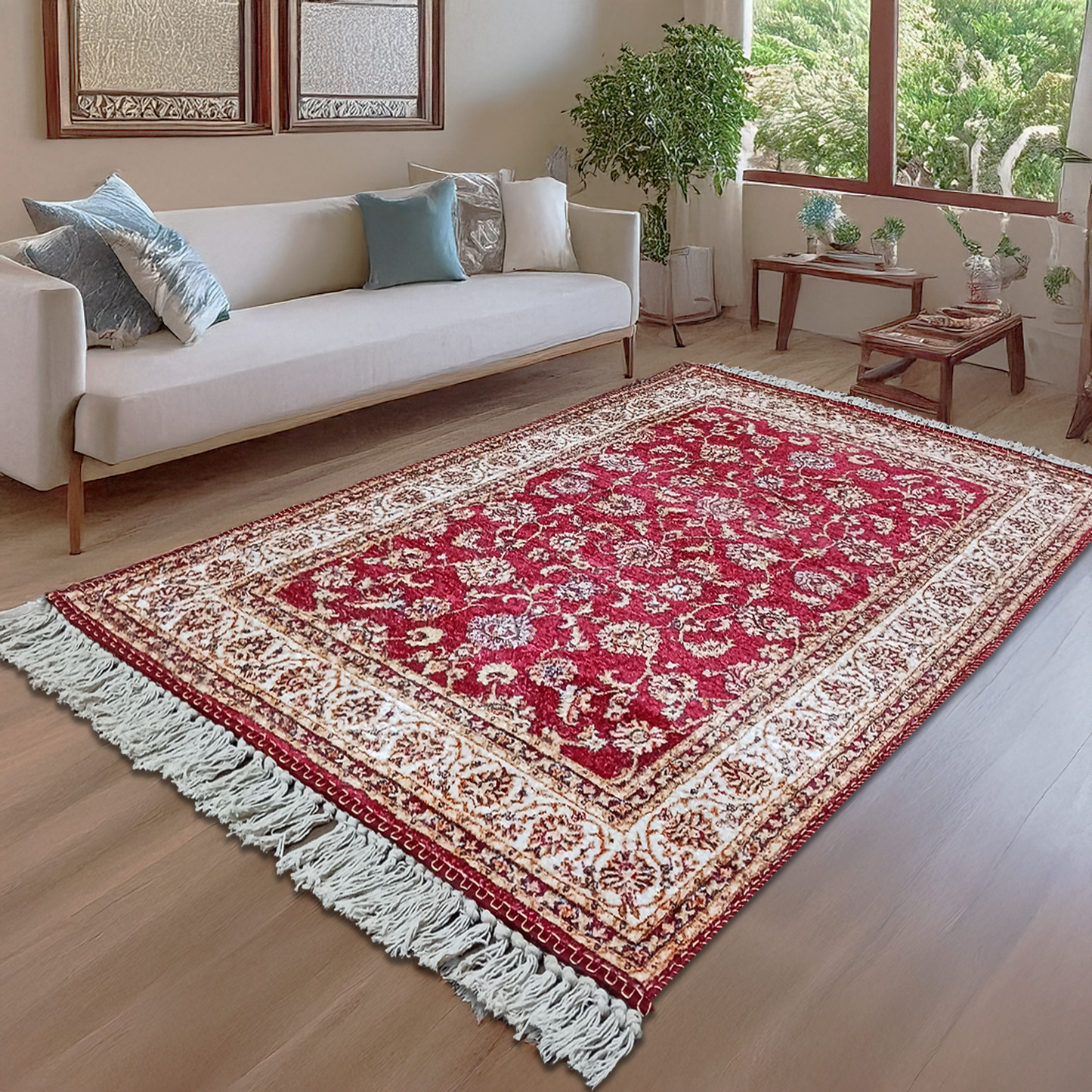 Silk Carpet Persian Design Collection Red – Living Room Rug - Avioni Home
