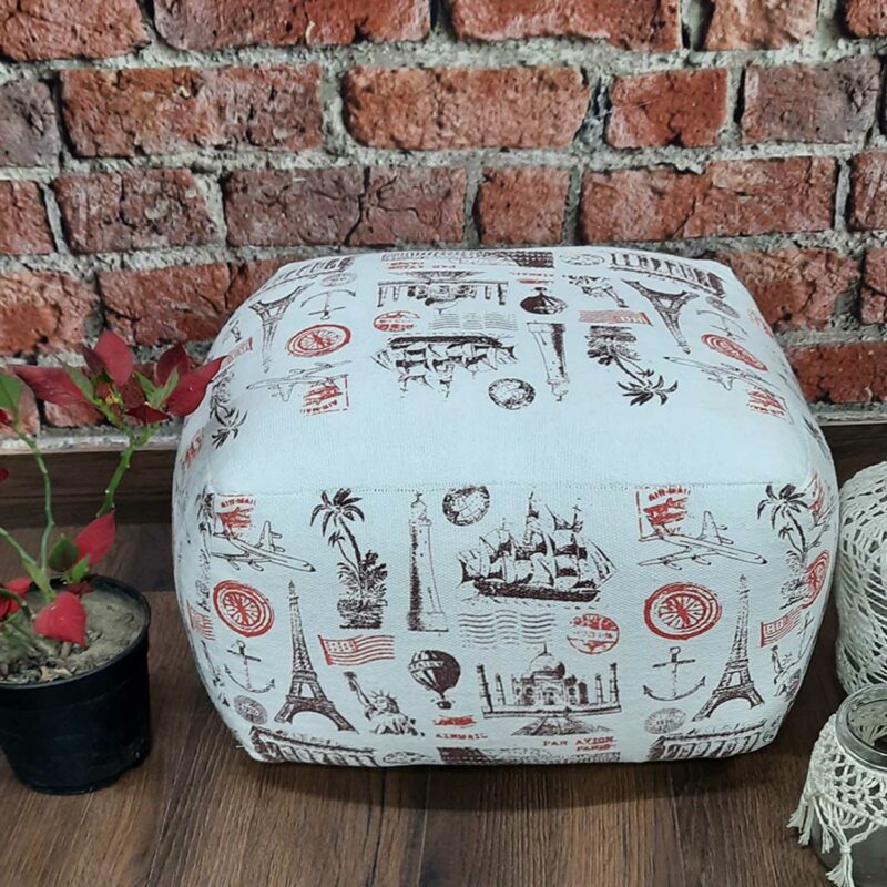 Avioni Home Pouf Collection – Printed Travel Pouf – 35cm x 45cm x45cm