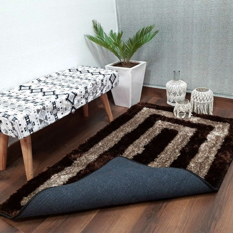 Avioni Shaggy Carpets in Beautiful Coffee Squares Modern Pattern