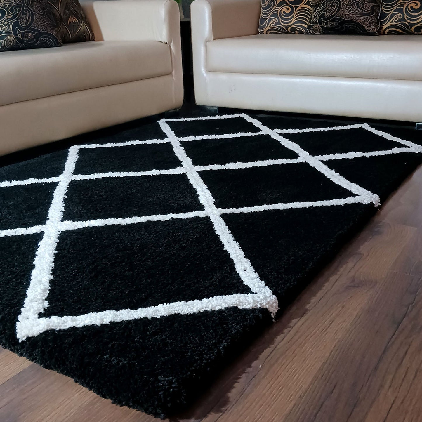 Avioni Home Atlas Collection - Modern Style Carpet In Black and White | Soft, Non-Slip, Easy to Clean