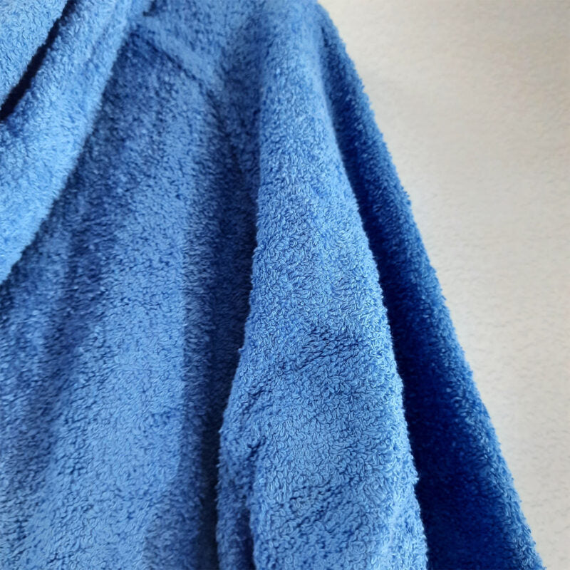 Avioni by Loomkart | Very Fine Export Quality Bath Robes in Blue With Hood in Avioni Zip-Packing Unisex