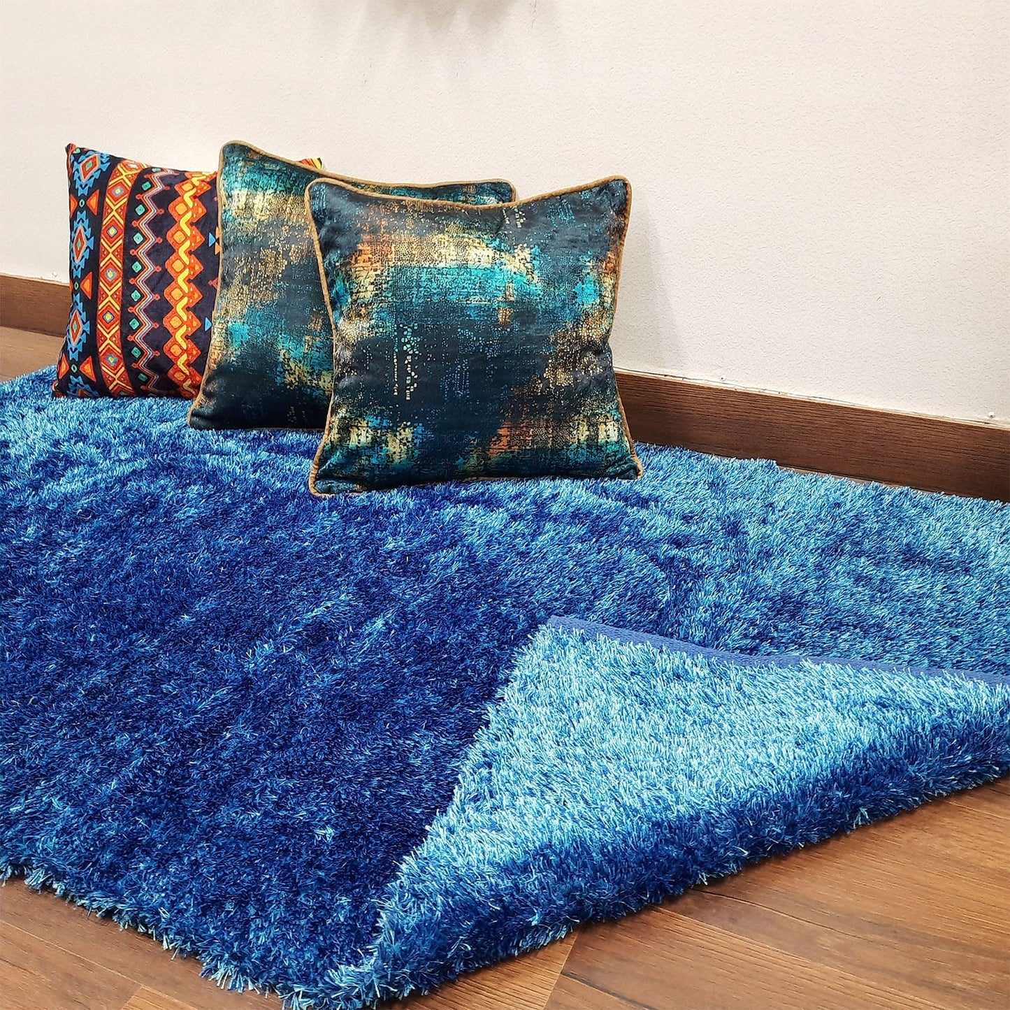 Avioni Handloom Dhurry For Living Room In Flurry Yarn Fur Reversible Multicolor -90cm x 150cm (~3×5 Feet)
