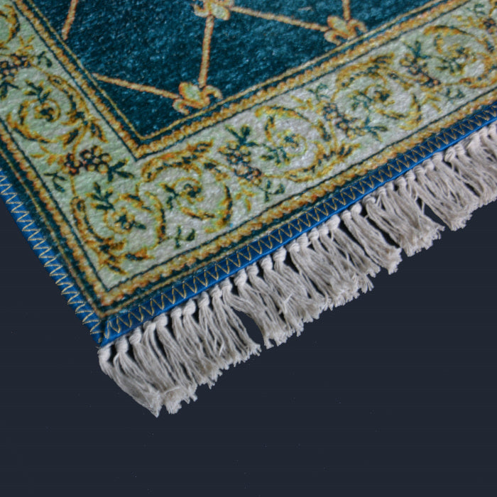 Silk Carpet Persian Design Collection Teal – Living Room Rug – 90 cm x 150 cm (~3 Feet × 5 Feet)