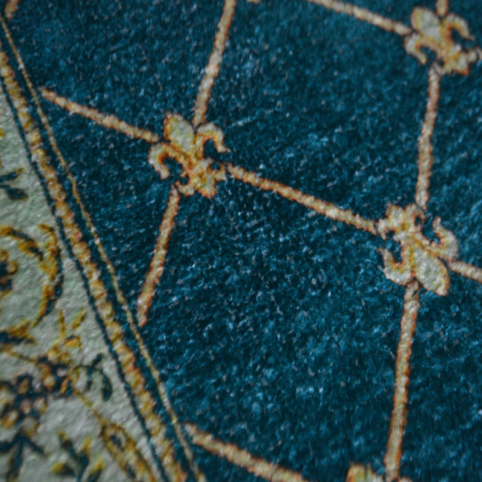 Silk Carpet Persian Design Collection Teal – Living Room Rug – 90 cm x 150 cm (~3 Feet × 5 Feet)