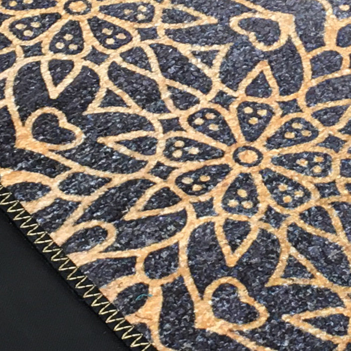 Silk Carpet Modern Design Collection Blue With Gold – Living Room Rug – 90cm x 150cm (~3 feet x 5 feet)-Avioni