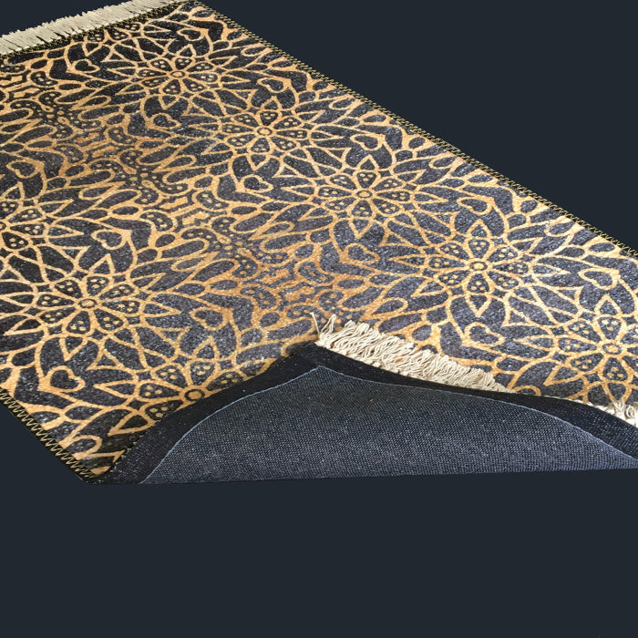 Silk Carpet Modern Design Collection Blue With Gold – Living Room Rug – 90cm x 150cm (~3 feet x 5 feet)-Avioni