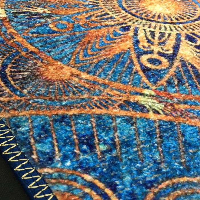 Silk Carpet Modern Design Collection Blue Mandala – Living Room Rug – 90 cm x 150 cm (~3 Feet × 5 Feet ) - Avioni