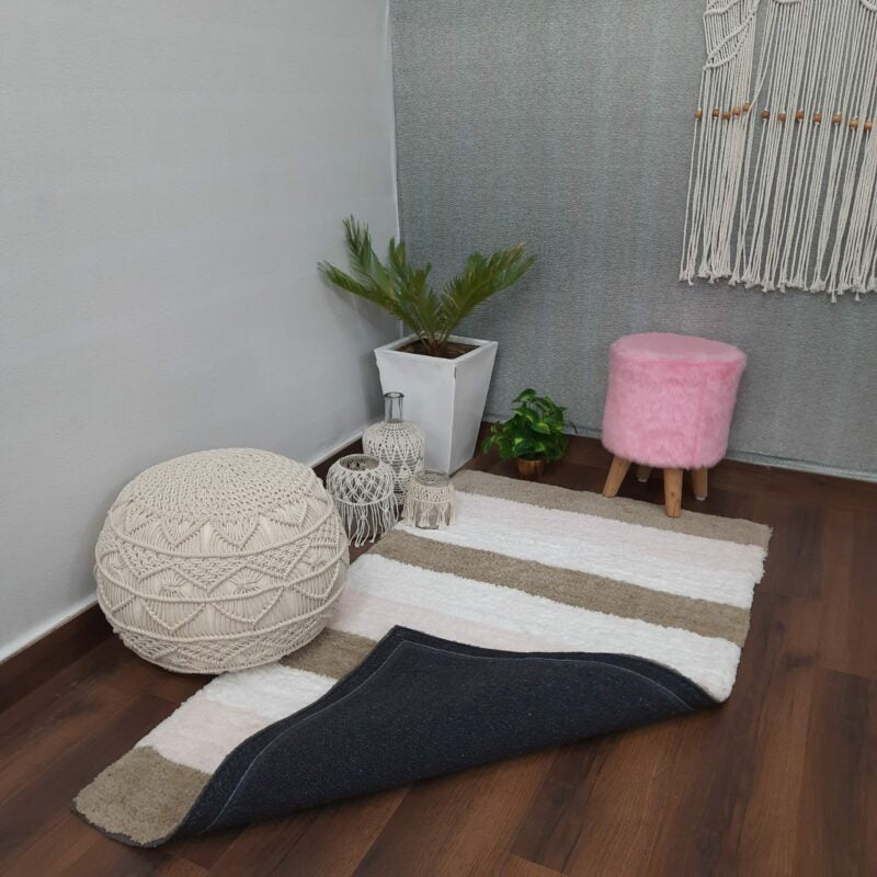 Avioni Atlas Collection- Micro Pink And Brown Stripes 90cm x 150cm (~3×5 Feet)