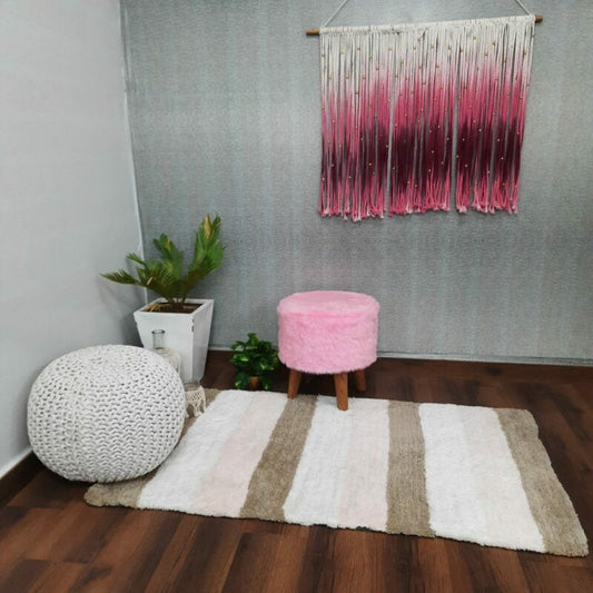 Avioni Atlas Collection- Micro Pink And Brown Stripes 90cm x 150cm (~3×5 Feet)