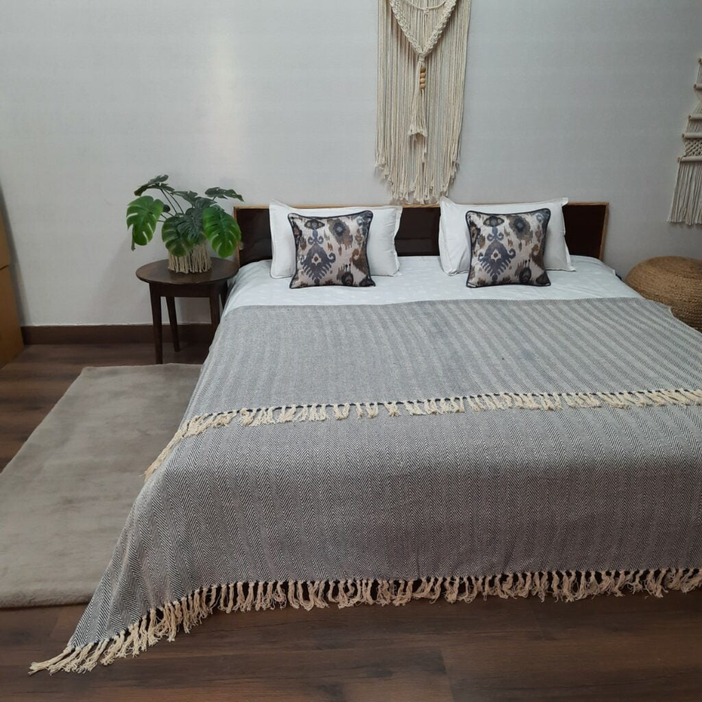 Blue Cotton Blankets |Organic Bio Washed|King Sized Double Bed In Giftable Zip Packing By Avioni-228cms x 228 cms(90×90 inches)