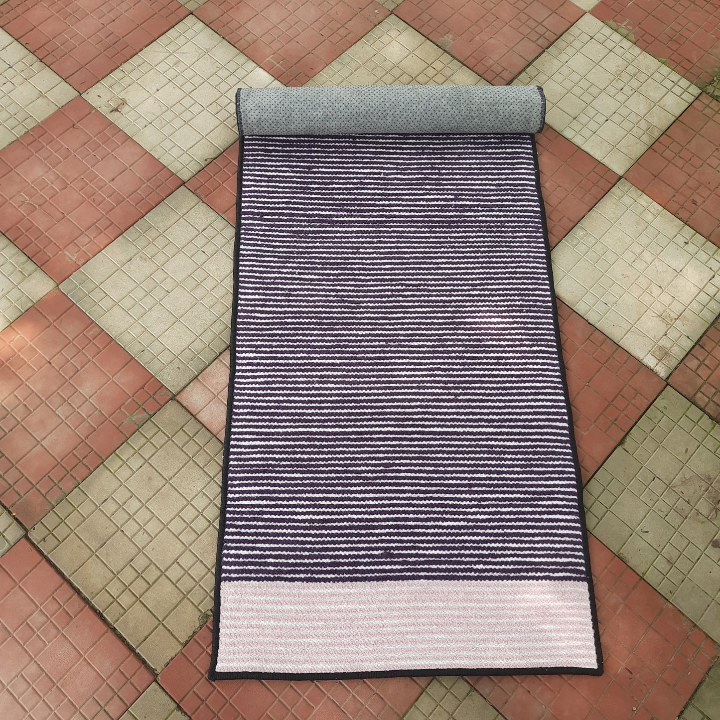 Avioni Luxury Soft Premium Chenille Stripe-Multi Color-Yoga Mat  60cm x 180cm (~2×5.5 Feet)