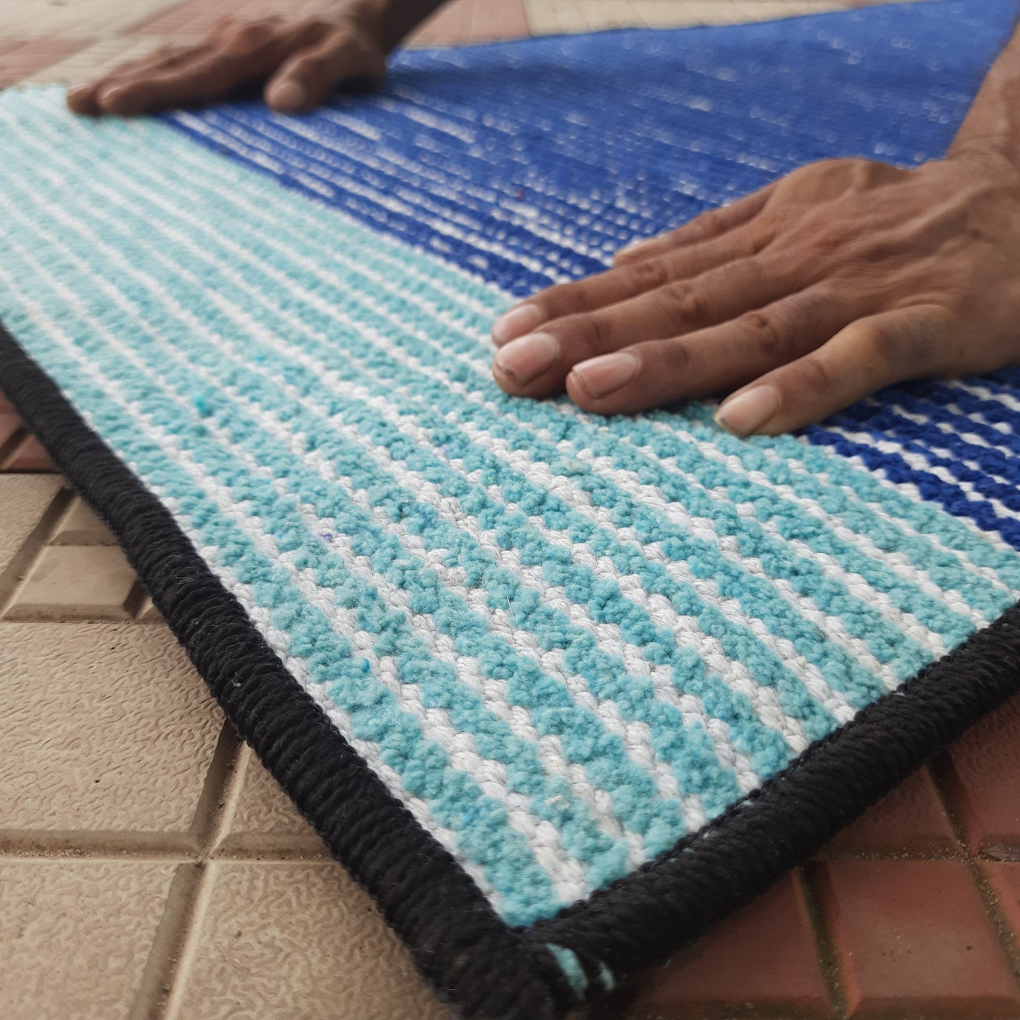 Avioni Luxury Soft Premium Chenille Stripe -Multi Color- Yoga Mat 60cm x 180cm (~2×5.5 Feet)