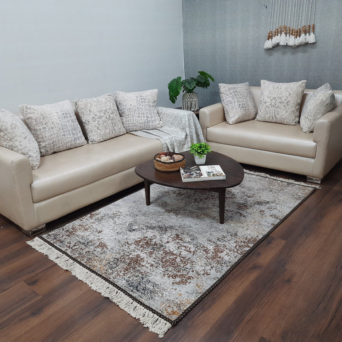 Avioni Faux Silk Carpet for a Stylish and Modern Living Room Abstract Vintage theme | Durable and Washable