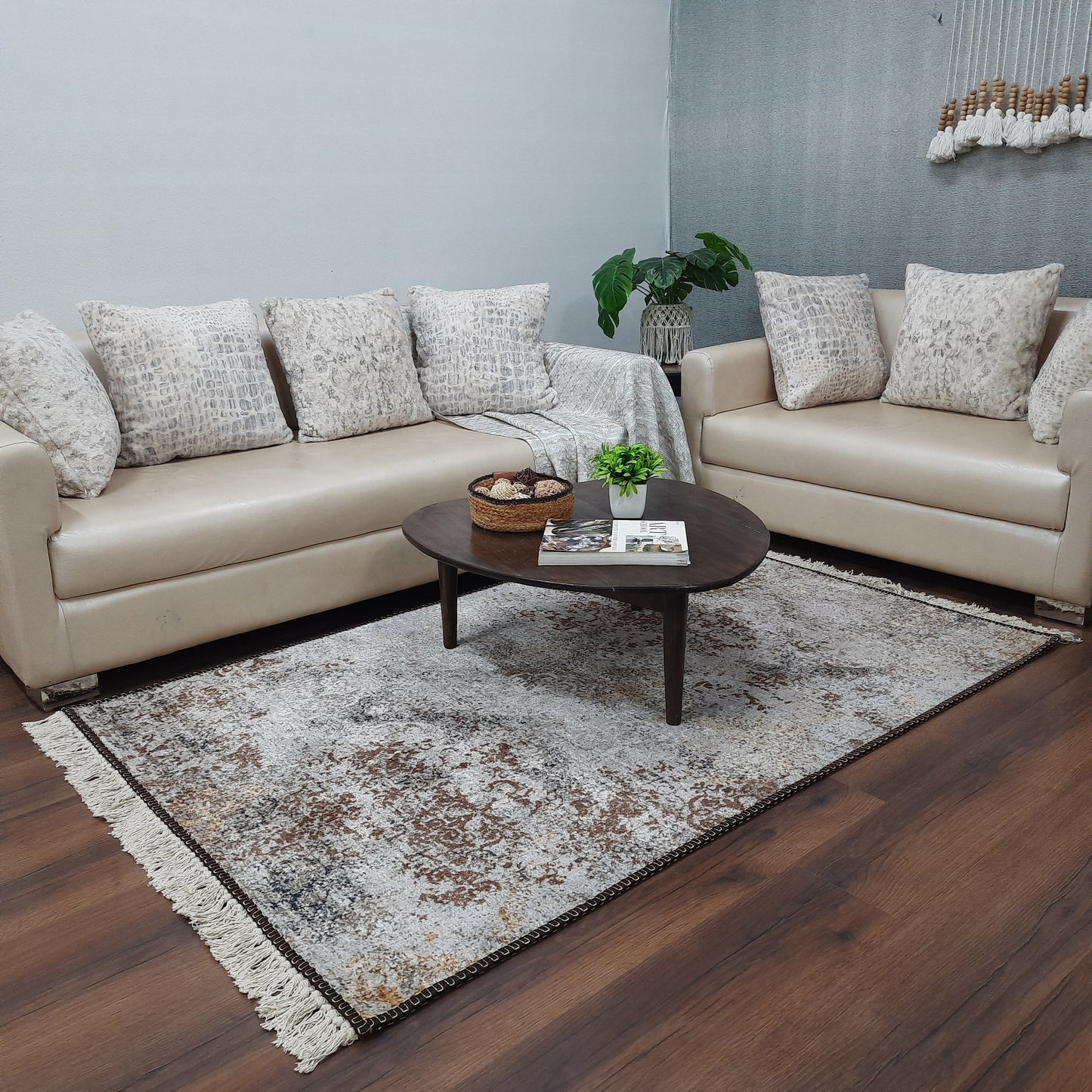 Avioni Faux Silk Carpet for a Stylish and Modern Living Room Abstract Vintage theme | Durable and Washable