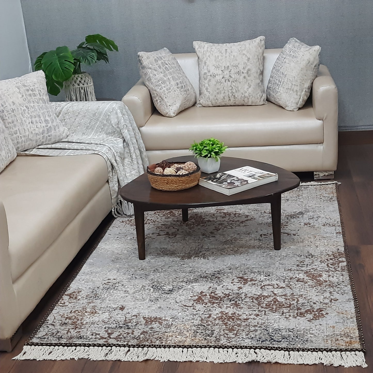 Avioni Faux Silk Carpet for a Stylish and Modern Living Room Abstract Vintage theme | Durable and Washable