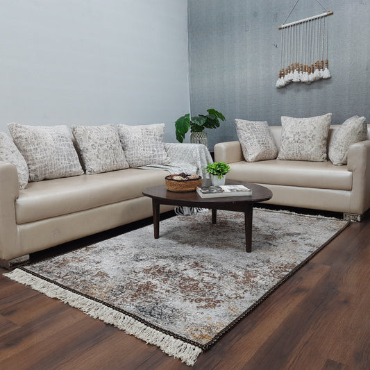 Avioni Faux Silk Carpet for a Stylish and Modern Living Room Abstract Vintage theme | Durable and Washable