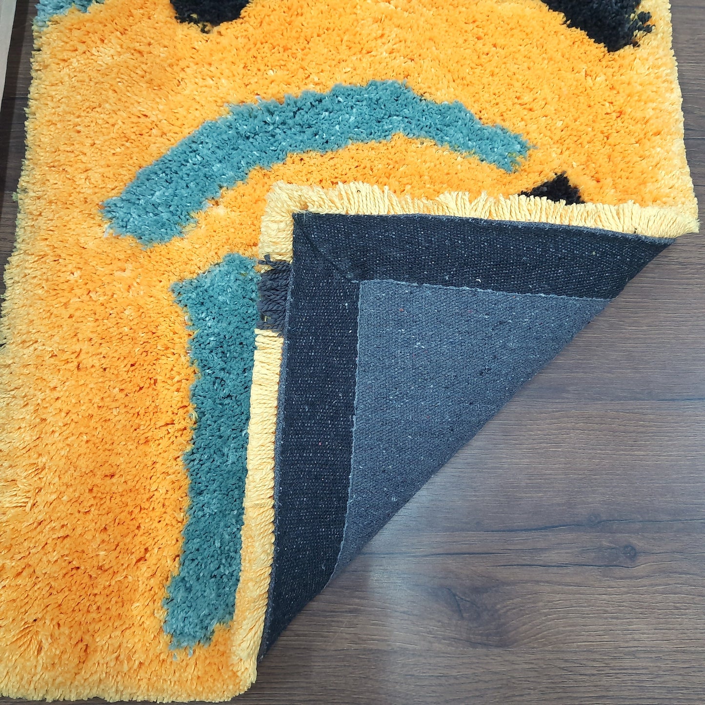 Plush Premium Shaggy Golden Yellow Base & Multi Colour With Modern Design /Bedside Runners by Avioni Home