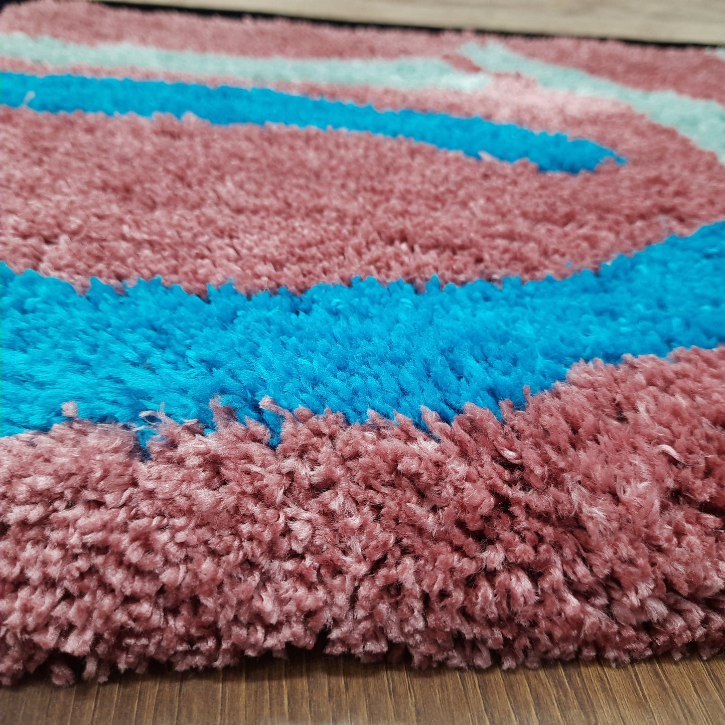 Plush Premium Shaggy Solid Pink & Multi Colour With Modern Design /Bedside Runners by Avioni Home