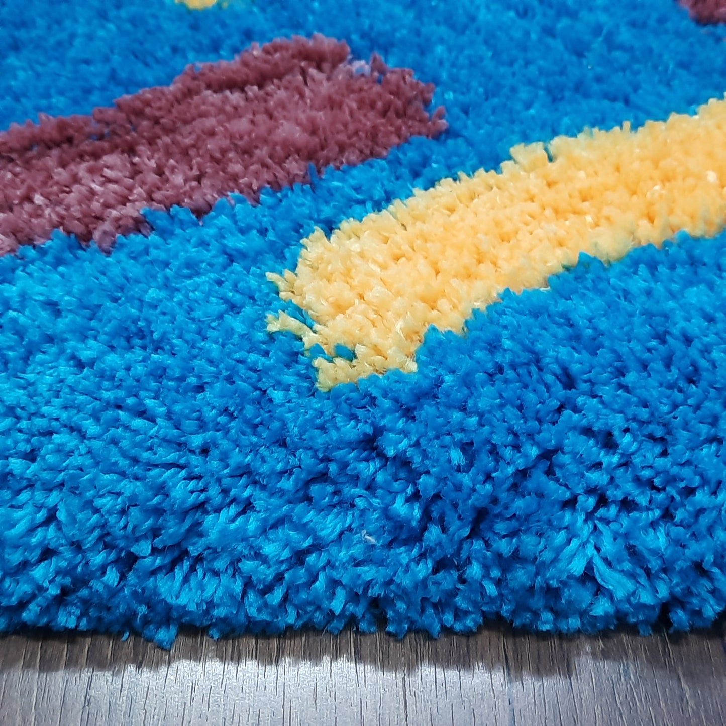 Plush Premium Shaggy Blue Base & Multi Colour With Modern Design /Bedside Runners by Avioni Home