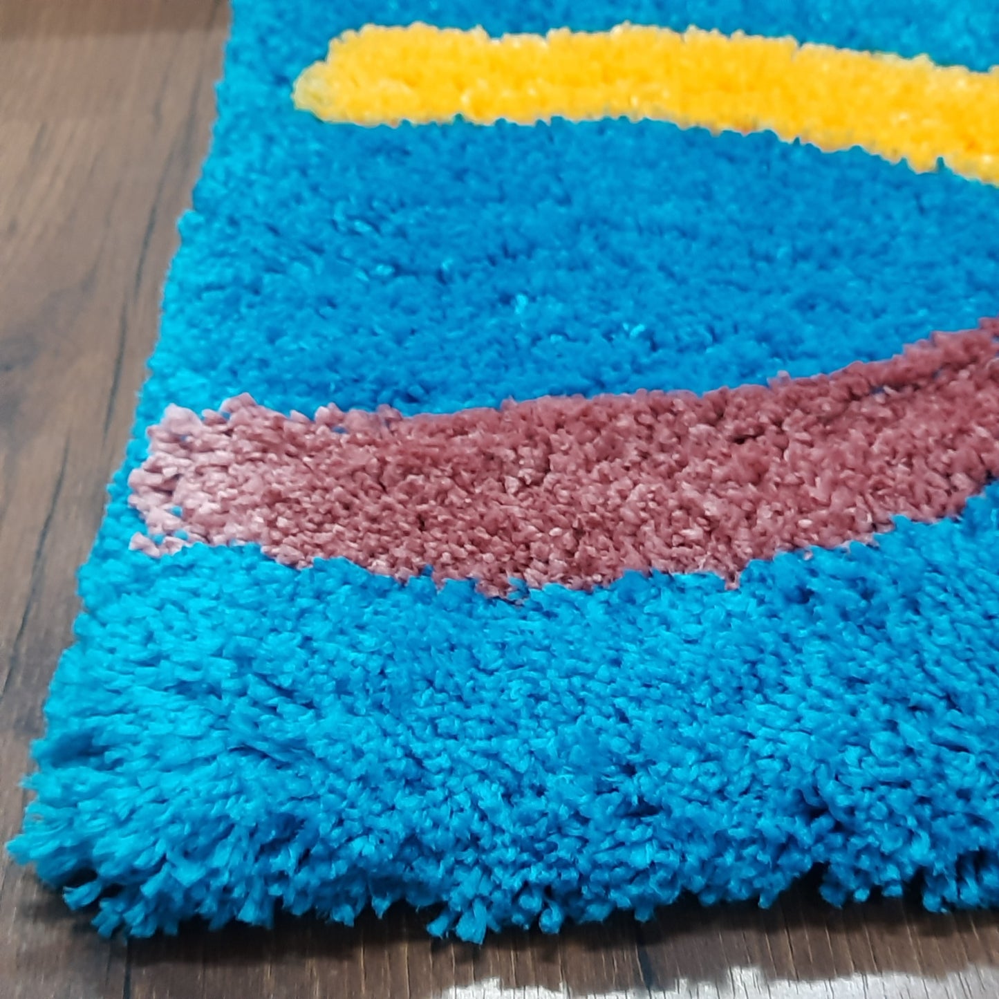 Plush Premium Shaggy Blue Base & Multi Colour With Modern Design /Bedside Runners by Avioni Home