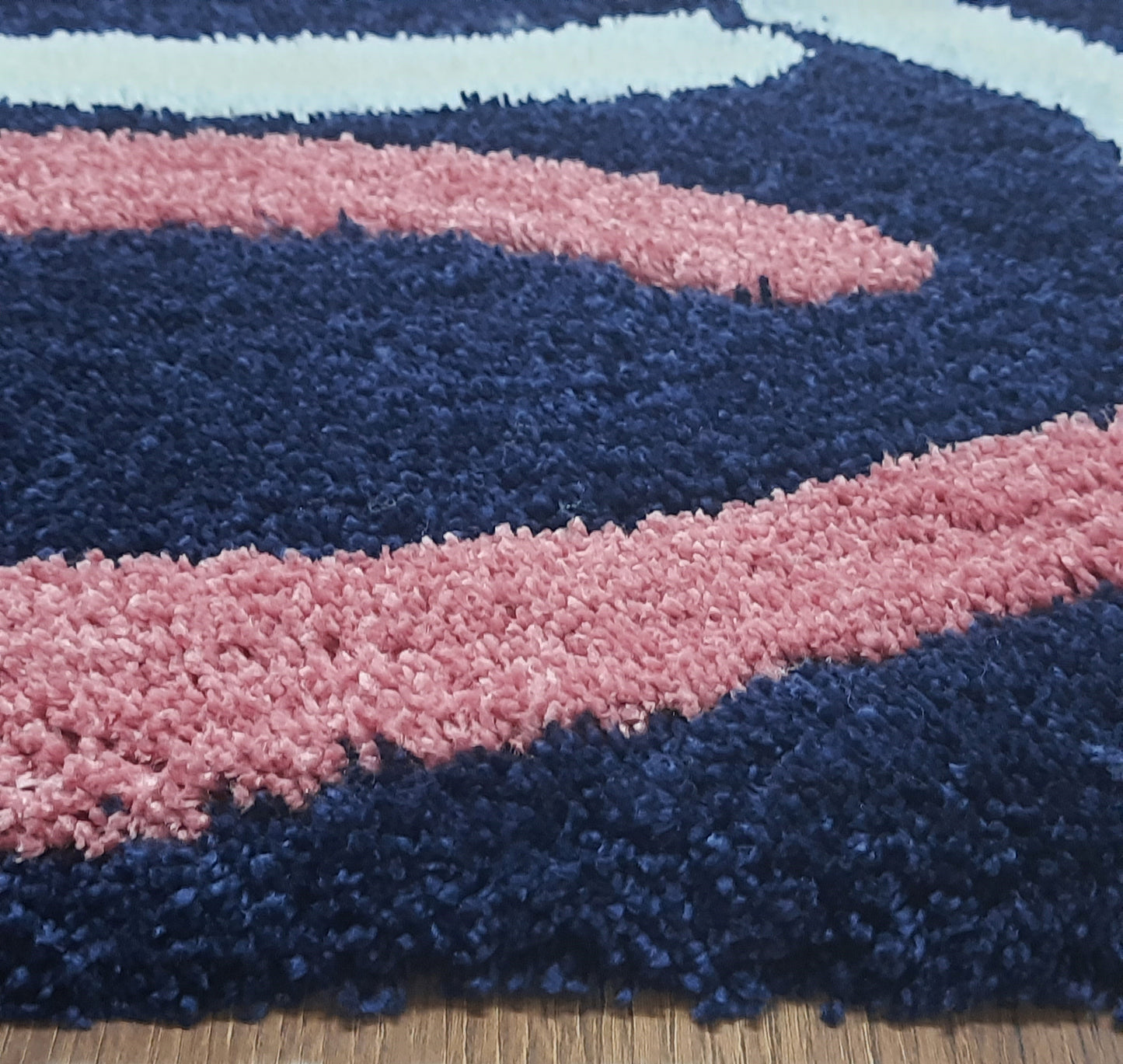 Plush Premium Shaggy Blue Charcoal Base & Multi Colour With Modern Design /Bedside Runners by Avioni Home