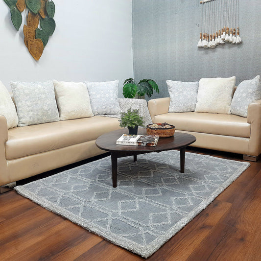 Avioni Modern Collection- Plush Grey Carpet with 3d Ethnic Design -Different Sizes Shaggy Fluffy Rugs and Carpet for Living Room