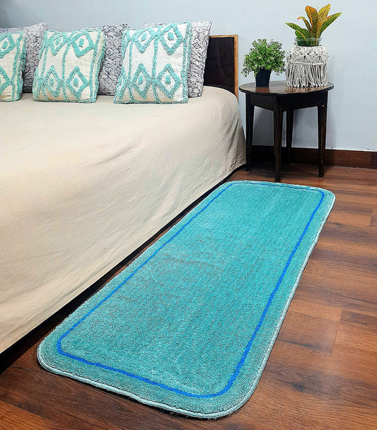 Avioni Home | Aqua Blue Oasis Microfiber Runner | Luxuriously Soft, Stylish | 55 x 140 cm |12.5mm thickness