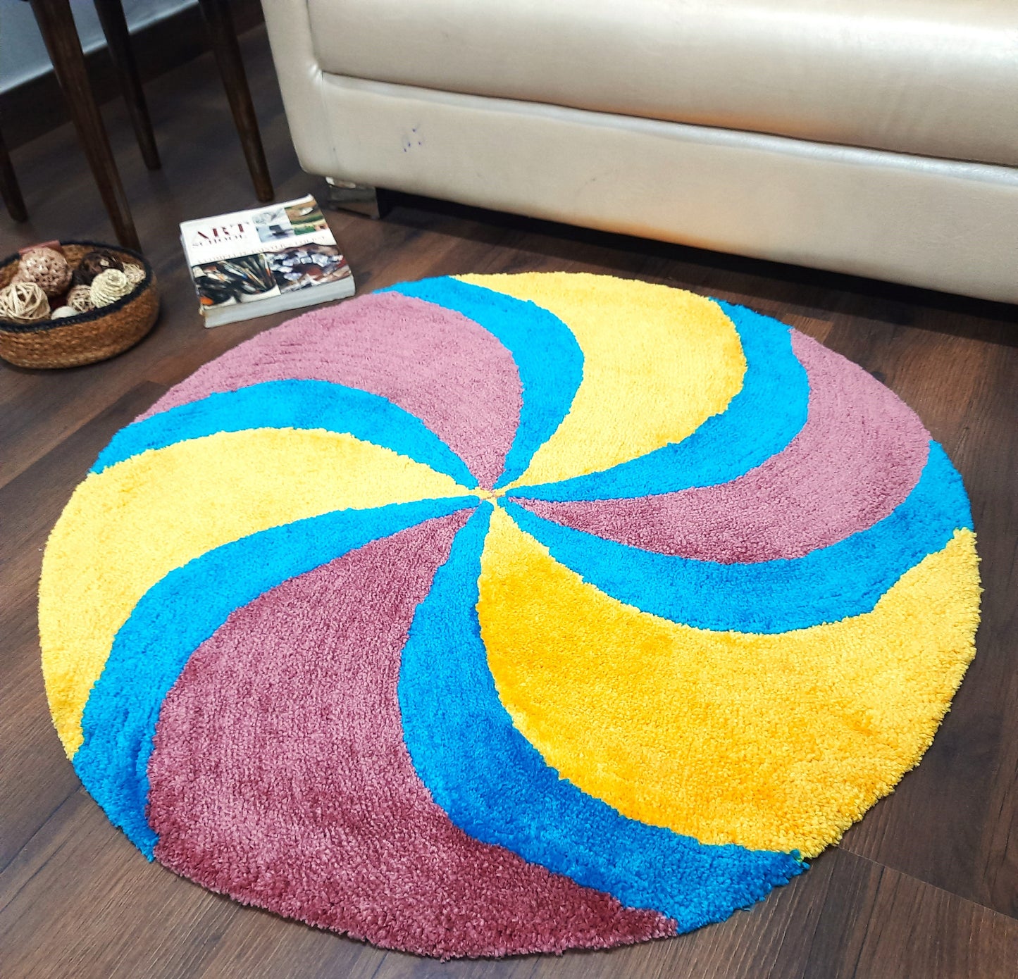 Avioni Home Mid Century Modern Soft Micro Yarn Round Carpet In Multi Color| Soft, Non-Slip, Easy to Clean