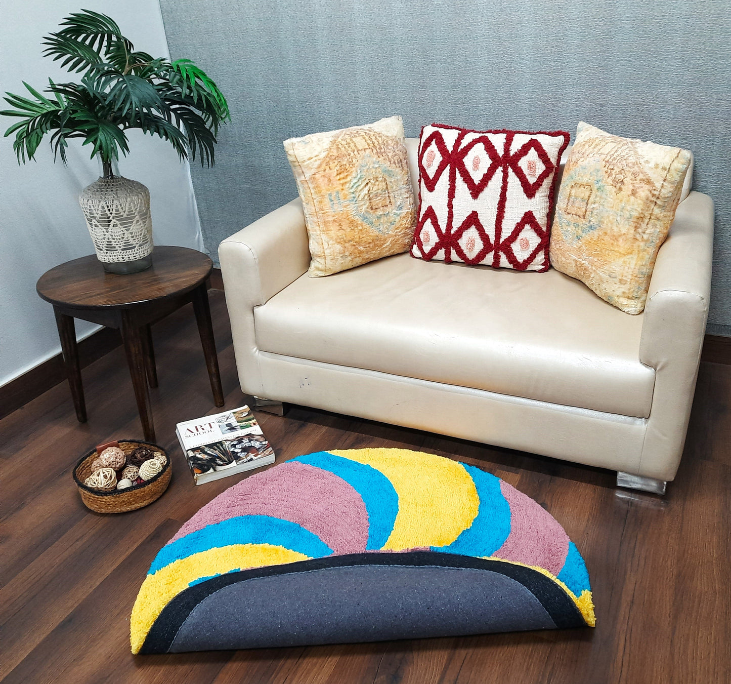 Avioni Home Mid Century Modern Soft Micro Yarn Round Carpet In Multi Color| Soft, Non-Slip, Easy to Clean