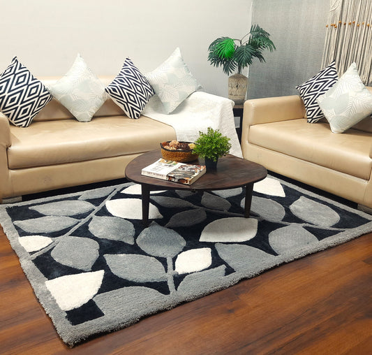 Avioni Luxury 3D Floral Collection- Multi Color 3D Leaf Design Tufted Soft Plush Carpet | Different Sizes | Carpet for Living Room