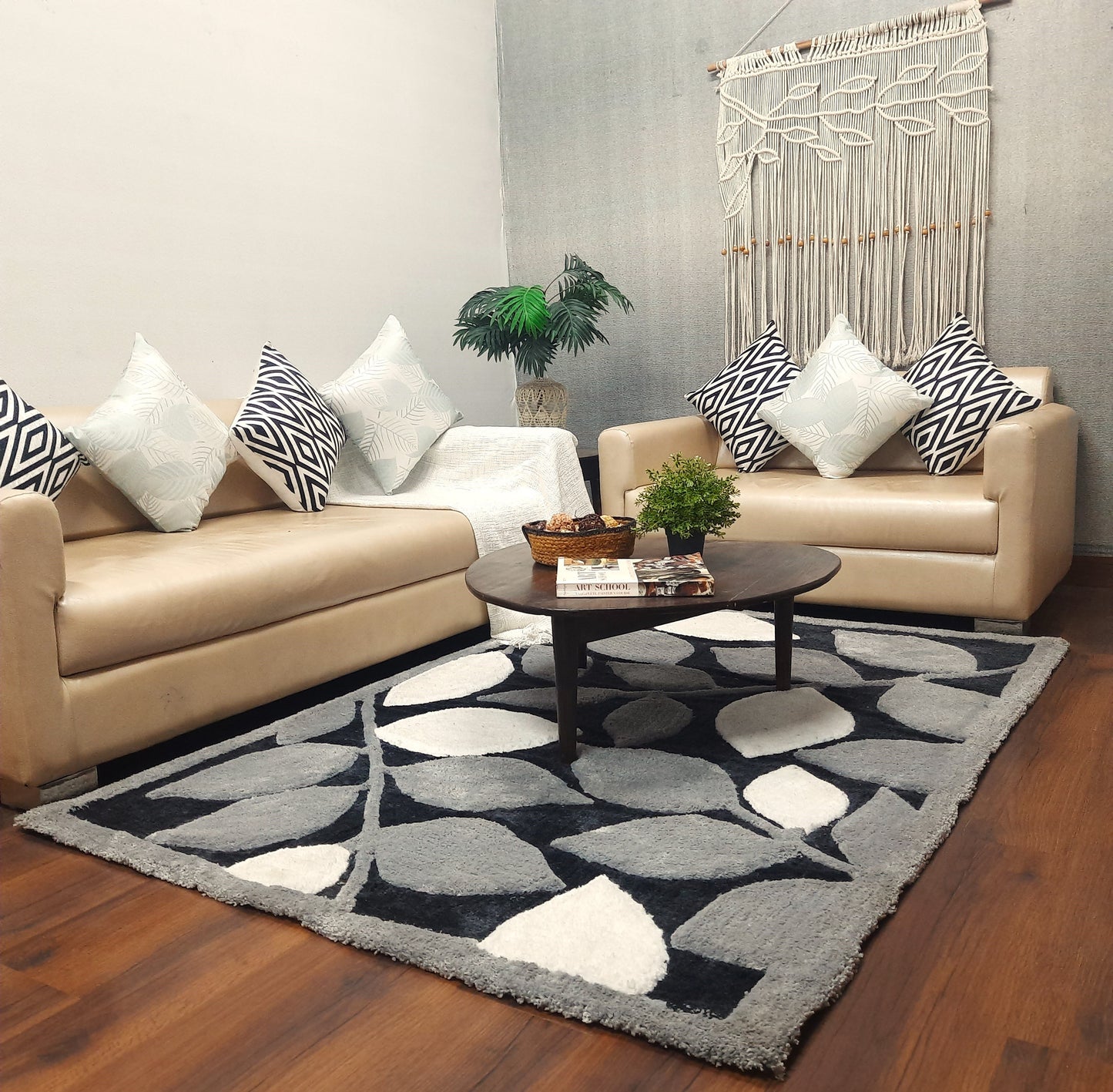 Avioni Luxury 3D Floral Collection- Multi Color 3D Leaf Design Tufted Soft Plush Carpet | Different Sizes | Carpet for Living Room